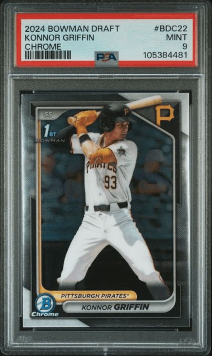 Graded 2024 Bowman Draft Konnor Griffin #BDC22 Chrome RC Baseball Card PSA 9