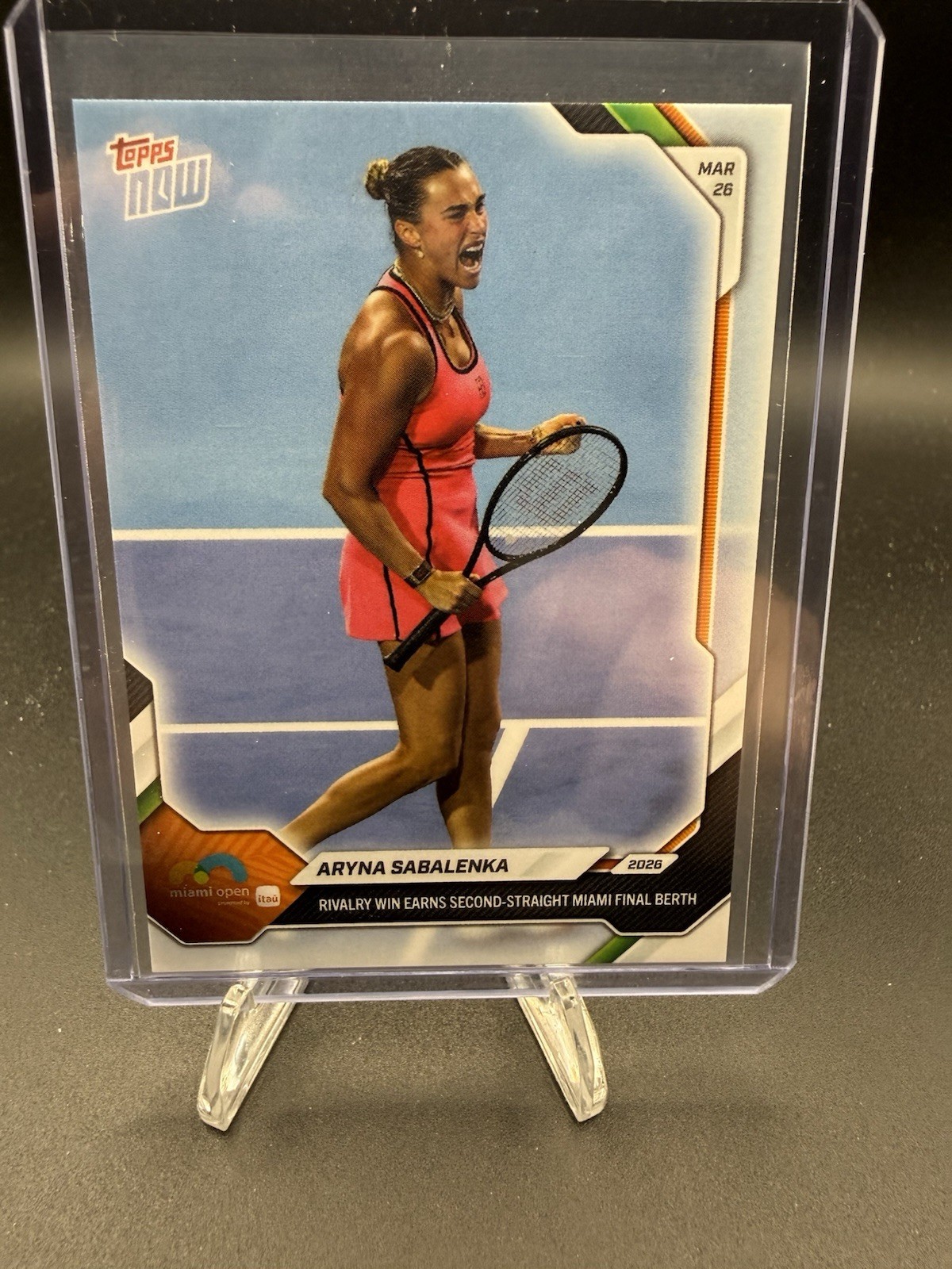 2026 Topps Now Tennis #12 Aryna Sabalenka WTA Rivalry Win Earns Miami Final