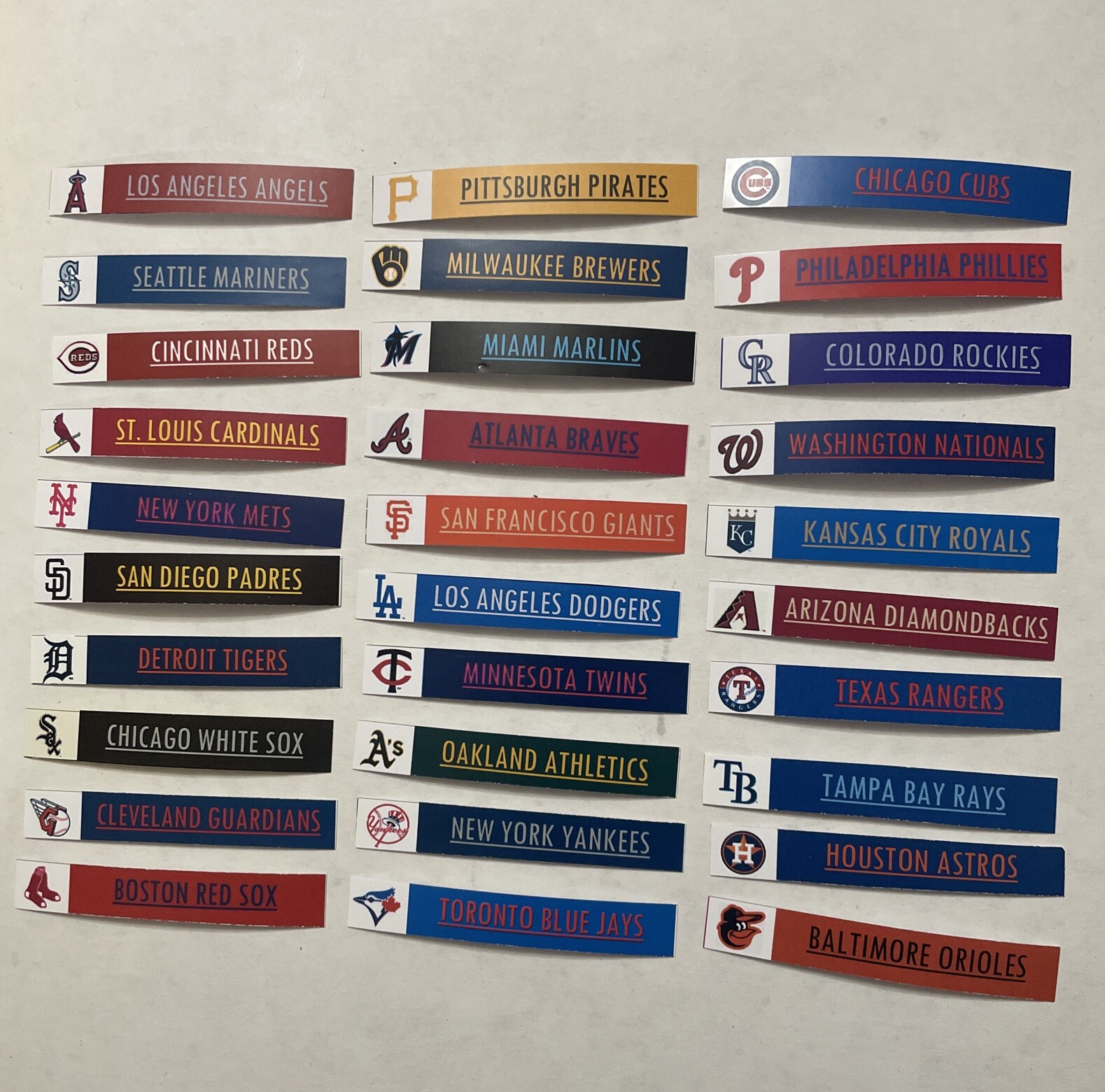 MLB Team Labels for BCW Card Dividers – Labels ONLY