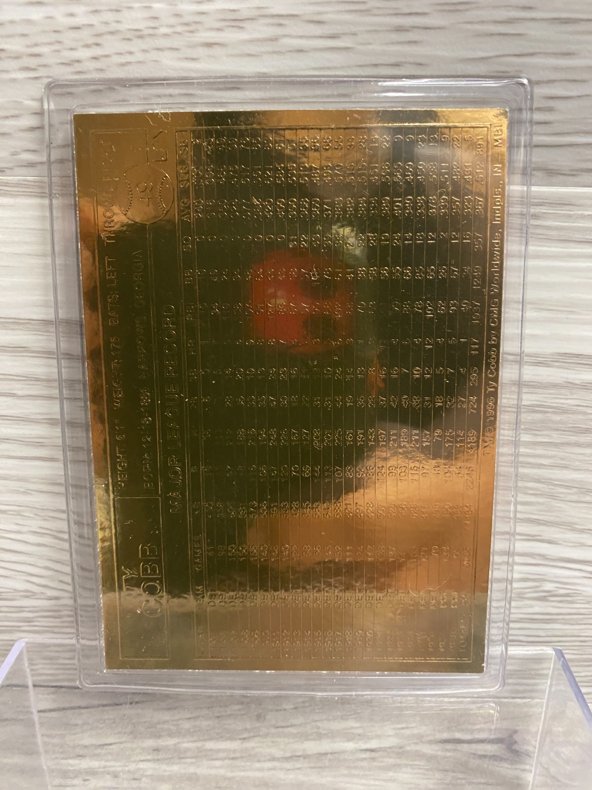 1996 24k Gold Commemorative Baseball Card #49 TY COBB
