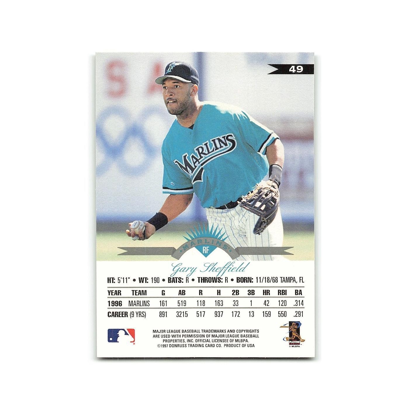 Gary Sheffield 1997 Leaf #49 Florida Marlins Baseball Card NM