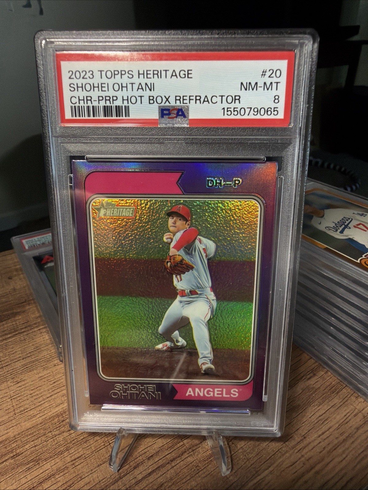 Topps Heritage 2023 Shohei Ohtani Angels Hot Box Refractor #20 PSA 8
