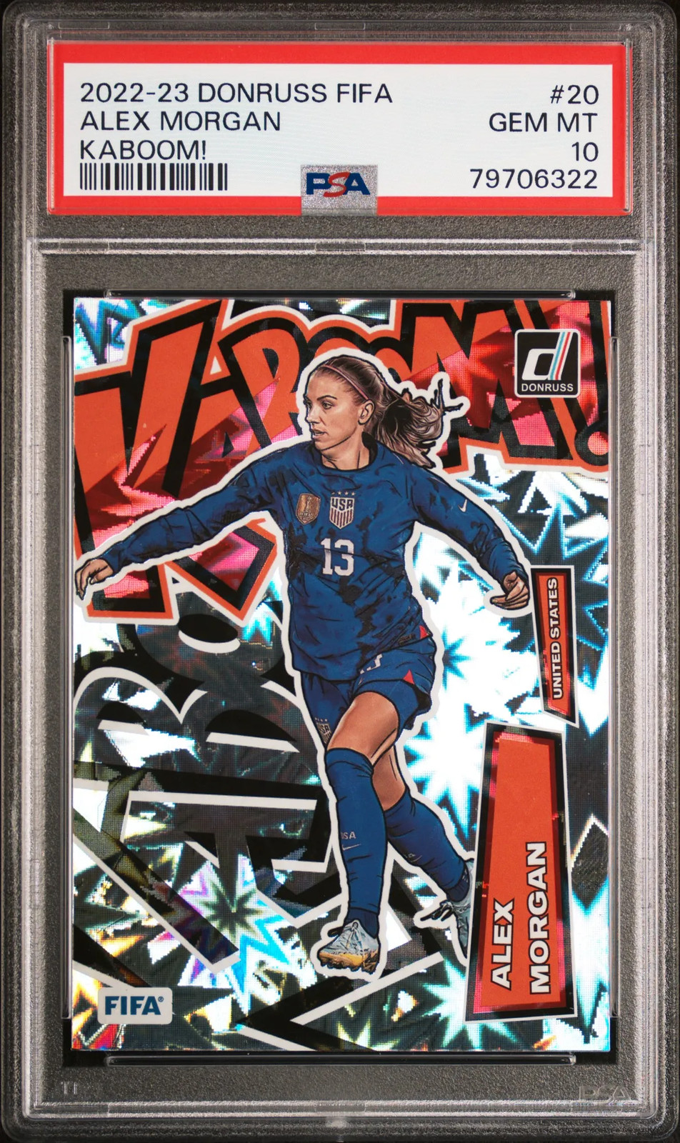 2022 Panini Donruss FIFA Kaboom! Alex Morgan #20 PSA 10