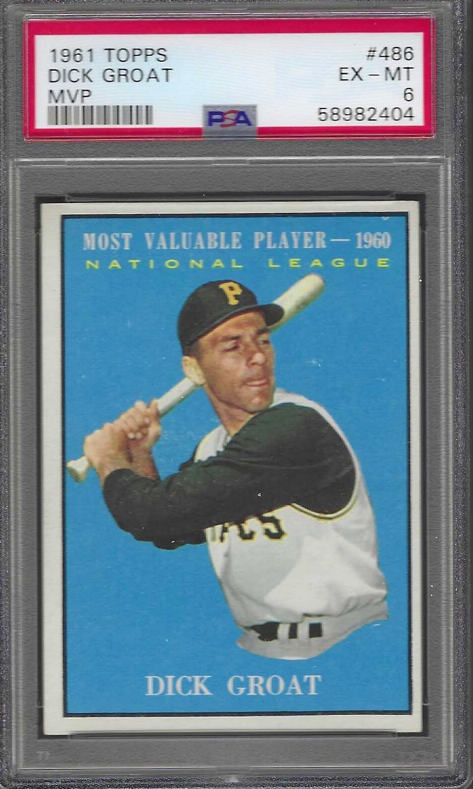 1961 Topps Baseball 486 Dick Groat MVP Pittsburgh Pirates PSA 6