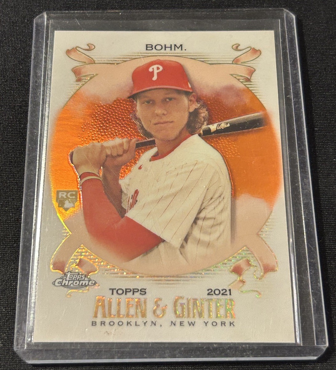 2021 Topps Allen & Ginter Alec Bohm Orange Refractor Rookie RC #d 08/25 No. 100