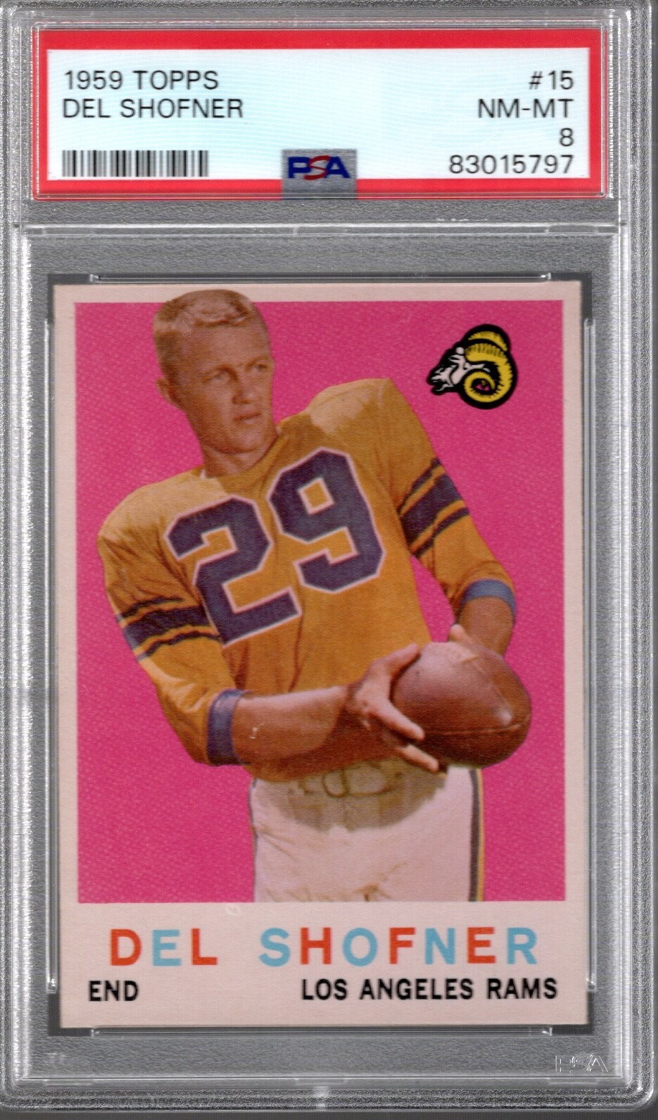 Del Shofner 1959 Topps #15 RC PSA 8