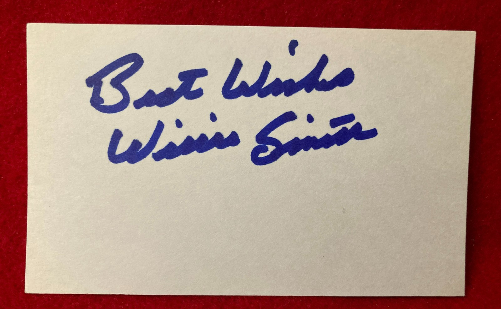 Willie Smith 1963-1971 Detroit Tigers Cubs Cincinnati Reds Signed Index Card