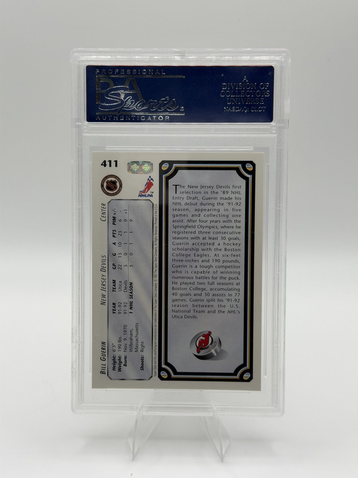1992 Upper Deck Bill Guerin Star Rookies #411 PSA 10 Gem Mint Devils