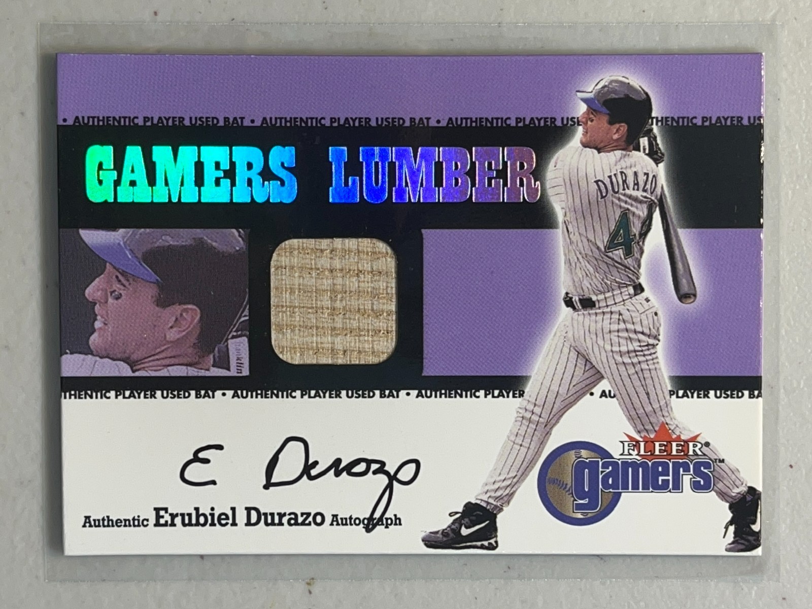 Erubiel Durazo 2000 Fleer Gamers Lumber Game Used Bat On Card Auto Autograph