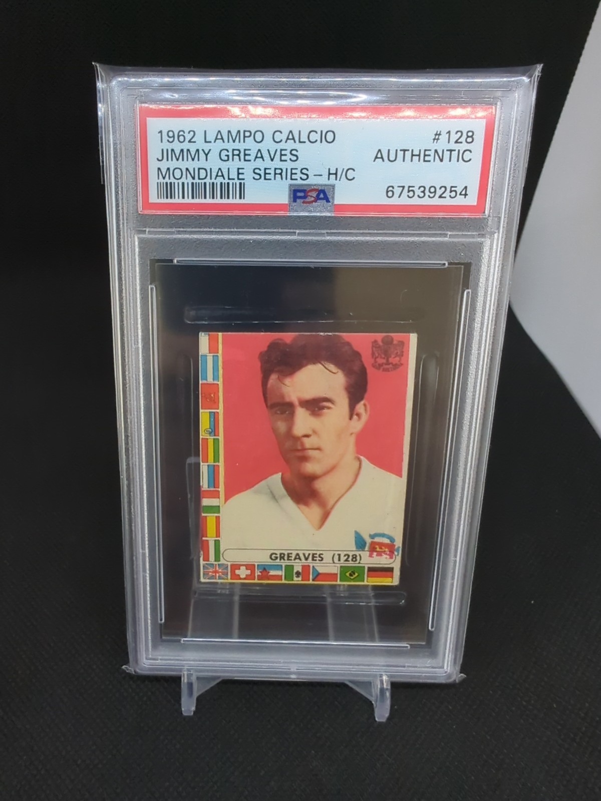 1962 Lampo Calcio Mondiale Series – H/C #128 Jimmy Greaves PSA Authentic