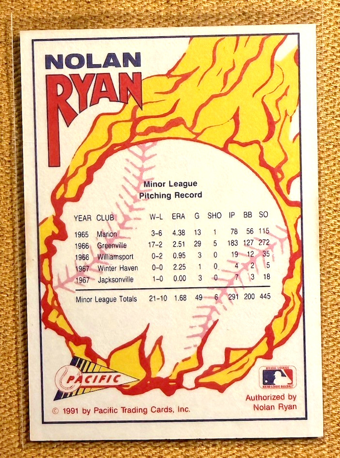 1991 Pacific Nolan Ryan Silver New York Mets Rookie Pitcher