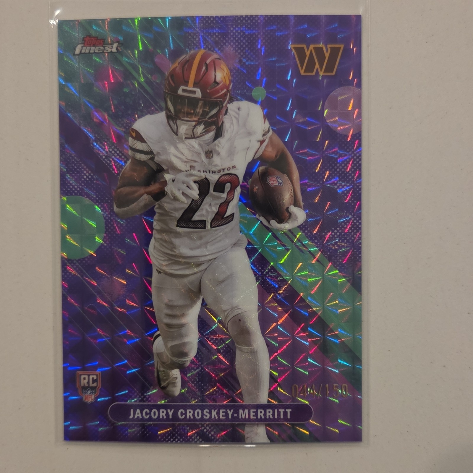 2025 Topps Finest Common Purple Geometric #21 Jacory Croskey-Merritt RC 74/150