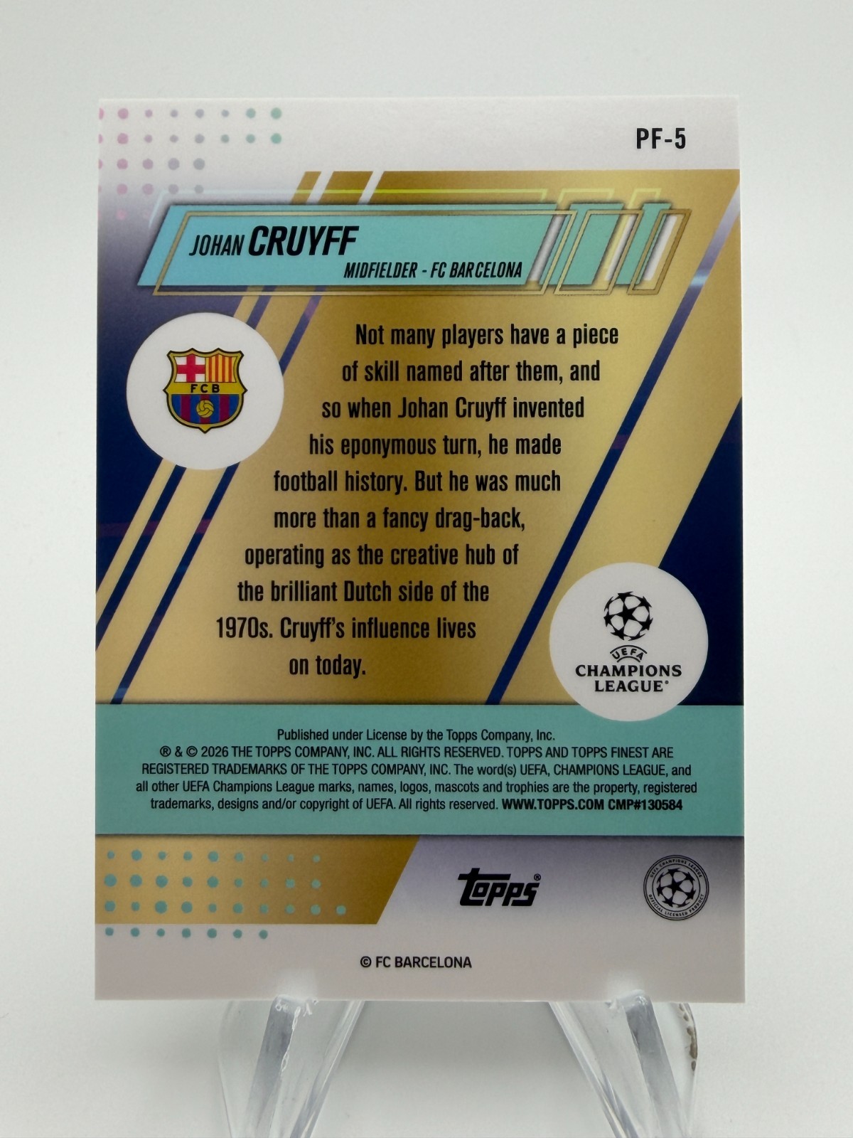 2025-26 Topps Finest UEFA CC JOHAN CRUYFF Prized Footballers #PF-5