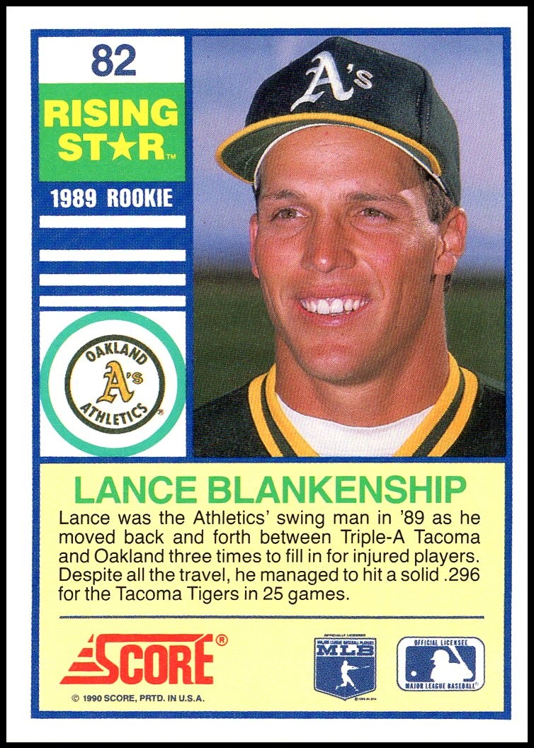 1990 Score 100 Rising Stars #82 Lance Blankenship – FREE SHIPPING!