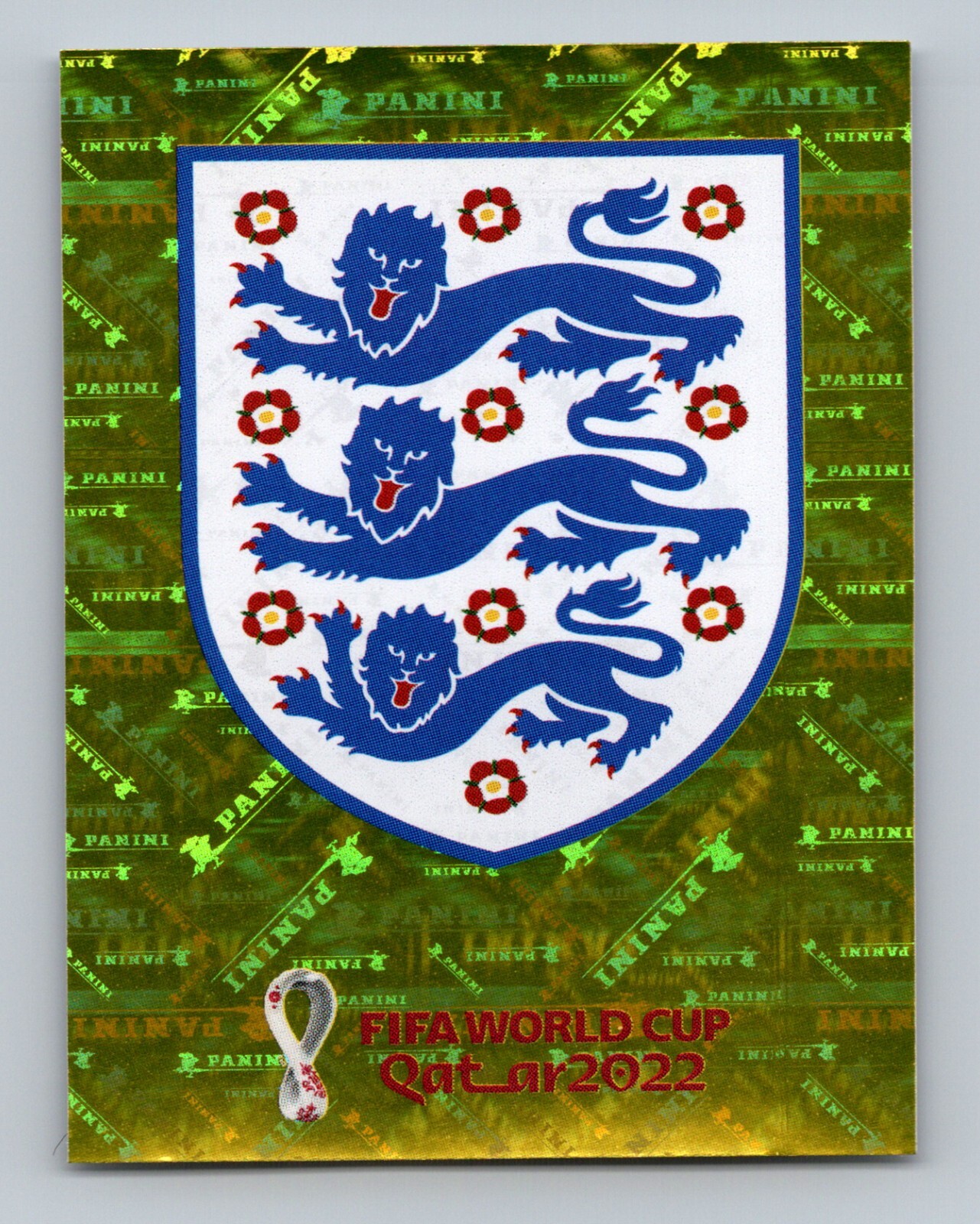 England Soccer Team Logo 2022 Panini World Cup Stickers Qatar Gold Foil #ENG2