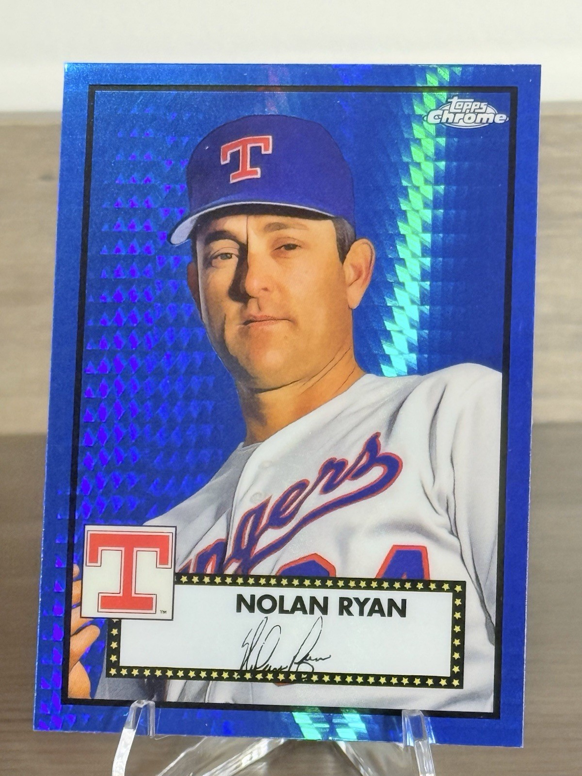 2021 Topps Chrome Platinum Anniversary – Nolan Ryan #606 Blue Prism Refractor