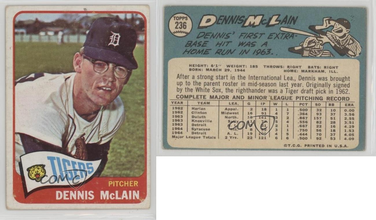 1965 Topps Denny McLain #236 Rookie RC 2k3