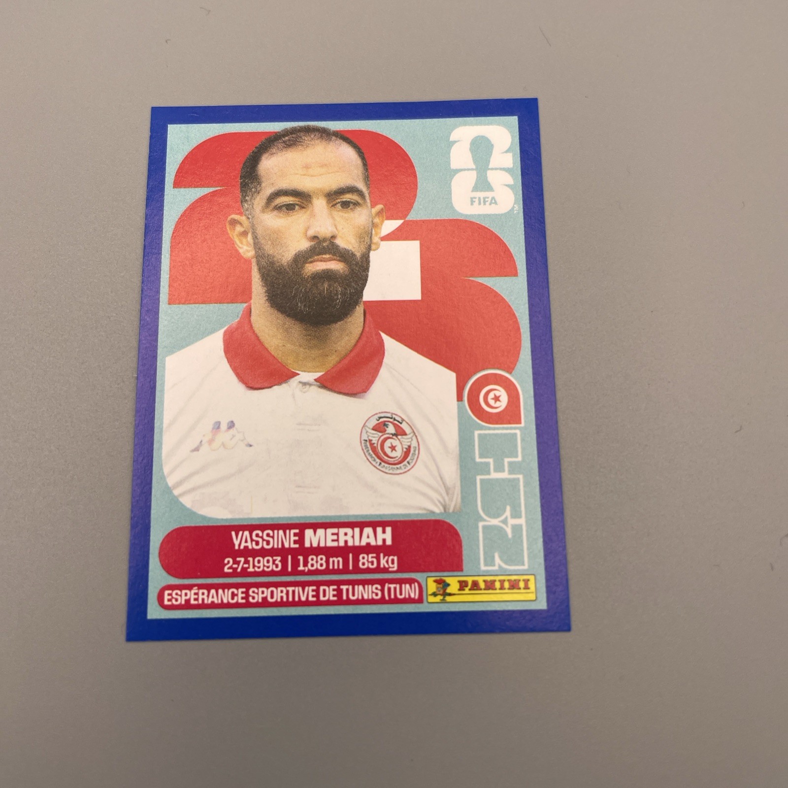 2026 Panini FIFA World Cup Sticker Yassine Meriah TUN 6 US Ed Blue Parallel