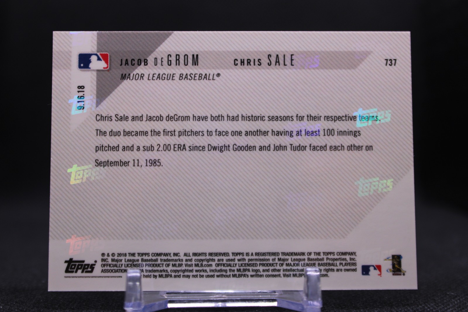 Jacob deGrom / Chris Sale #737 2018 Topps Now