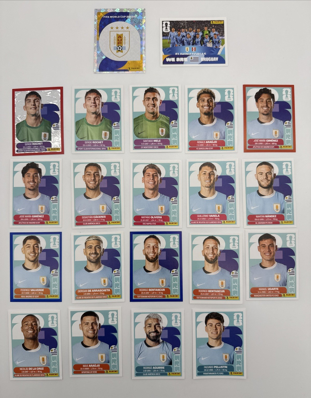 2026 100% Authentic Panini FIFA World Cup Uruguay Stickers Pick Team Logo Player