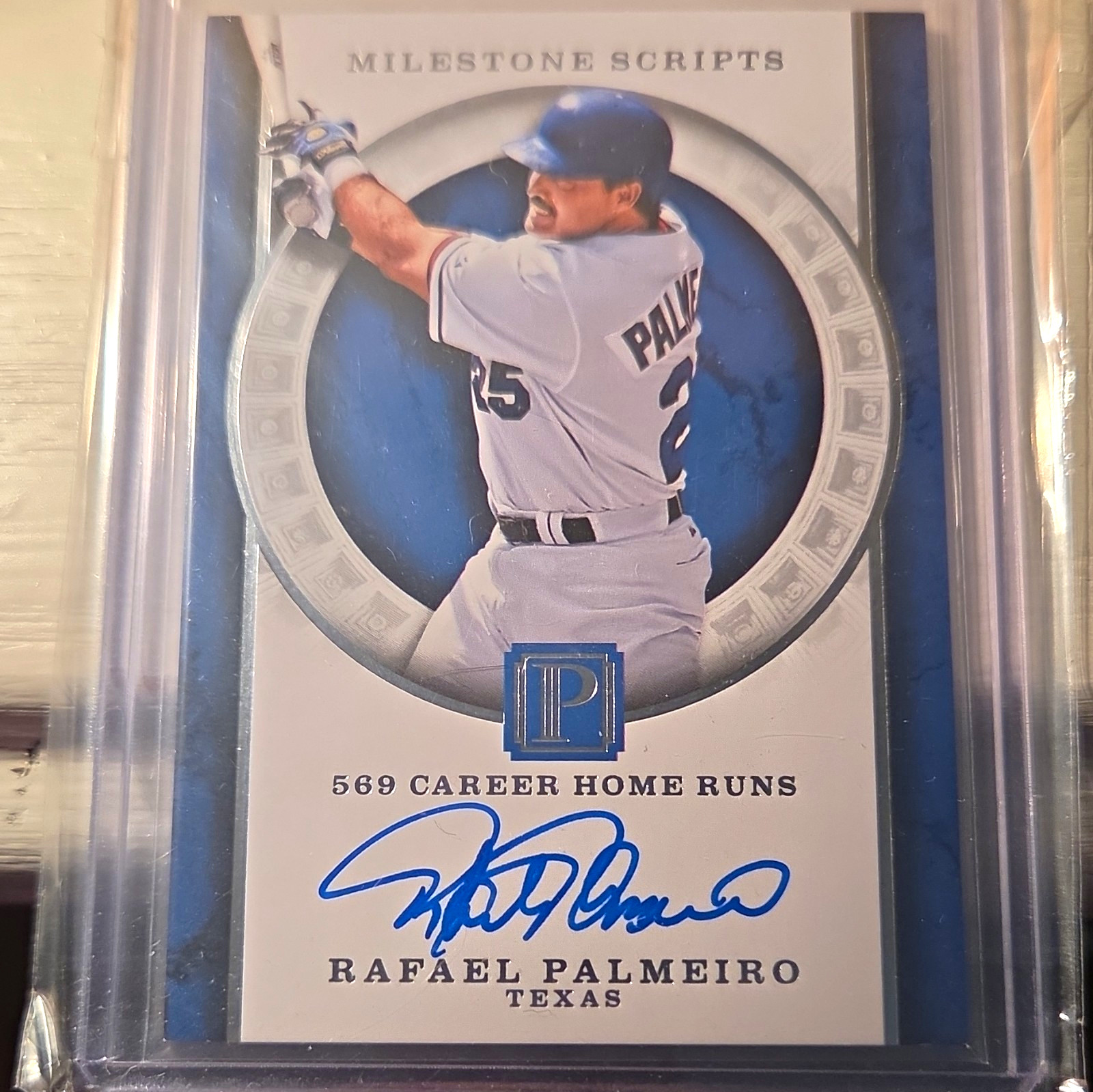 Panini 2016 Pantheon Milestone Scripts Rafael Palmeiro Auto #MS-RP Rangers 24/99