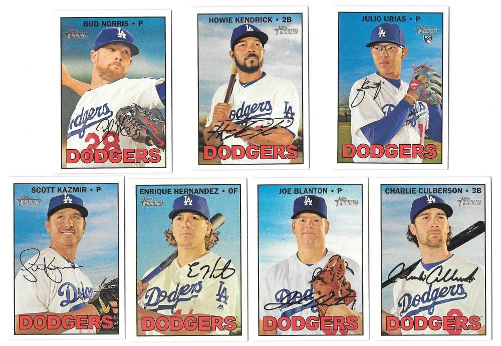 2016 Topps Heritage High (Hi) Numbers (501-700) LOS ANGELES DODGERS Team Set