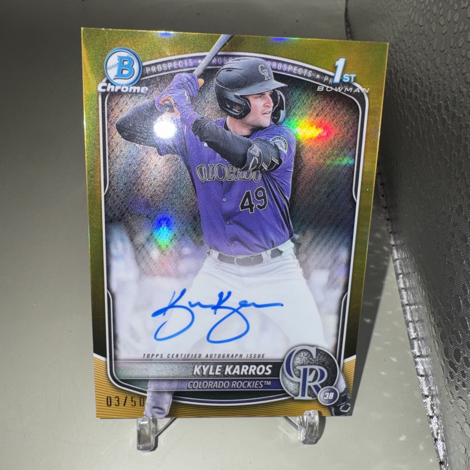 Kyle Karros 2025 1st Bowman Auto True Gold /50 Au Rc Rockies