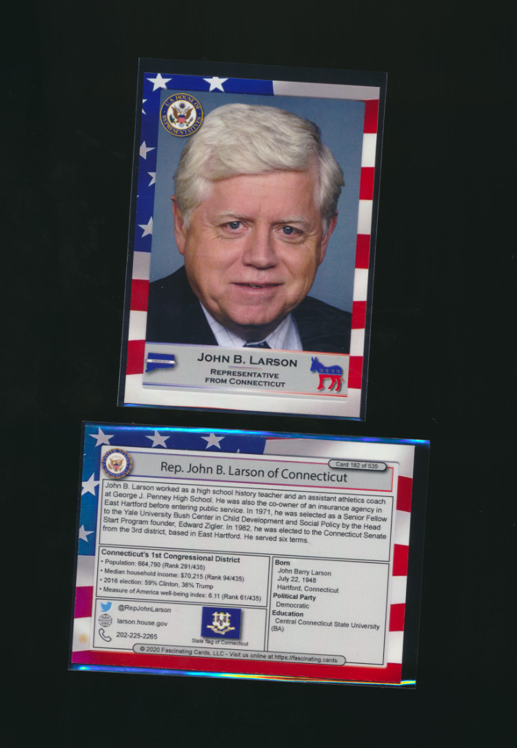 2020 United States Congress Fascinating Cards Connecticut John B. Larson #182