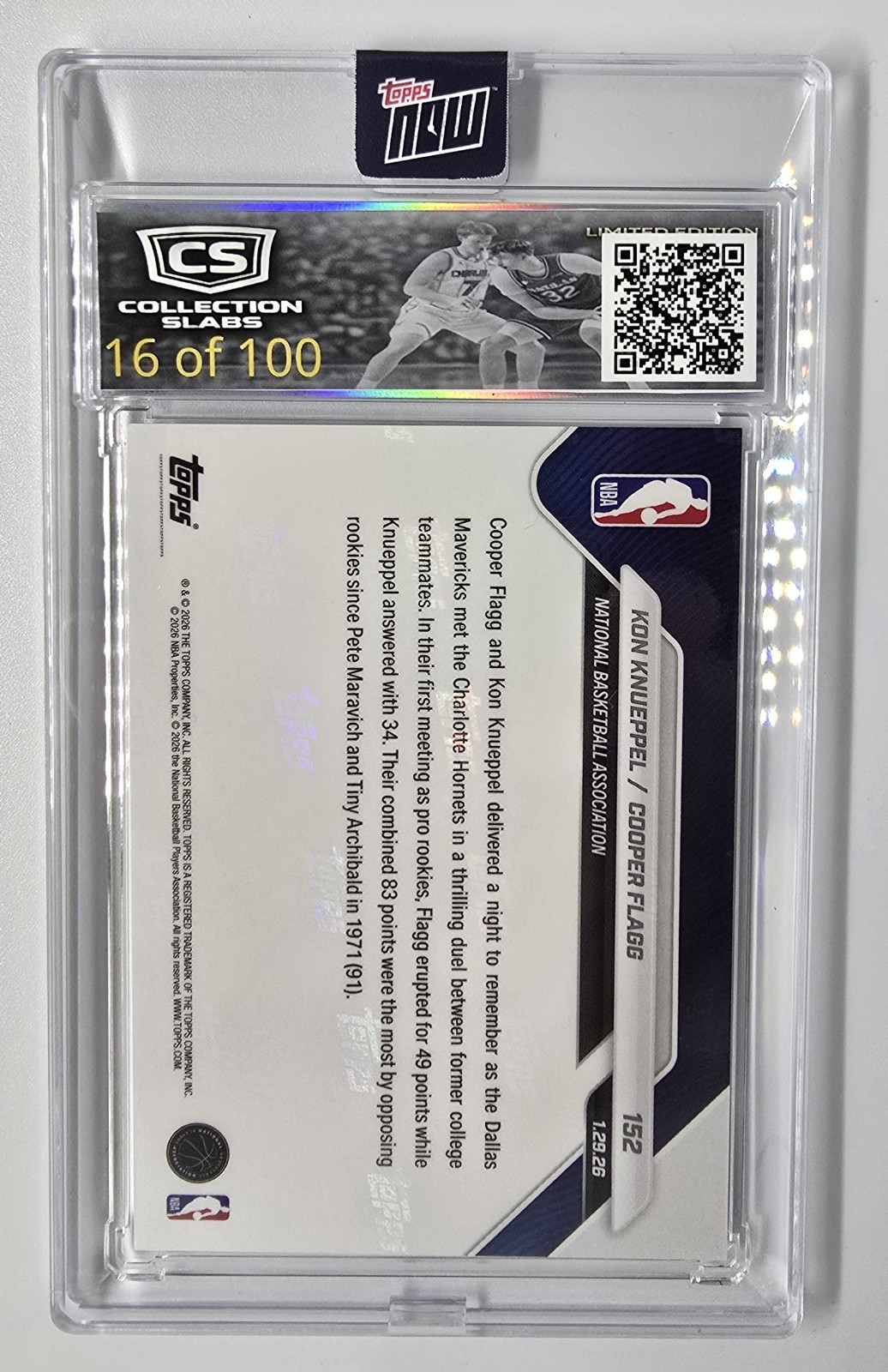 2025-26 Topps Now Cooper Flagg / Kon Knueppel RC (LIMITED EDITION ONLY 100)