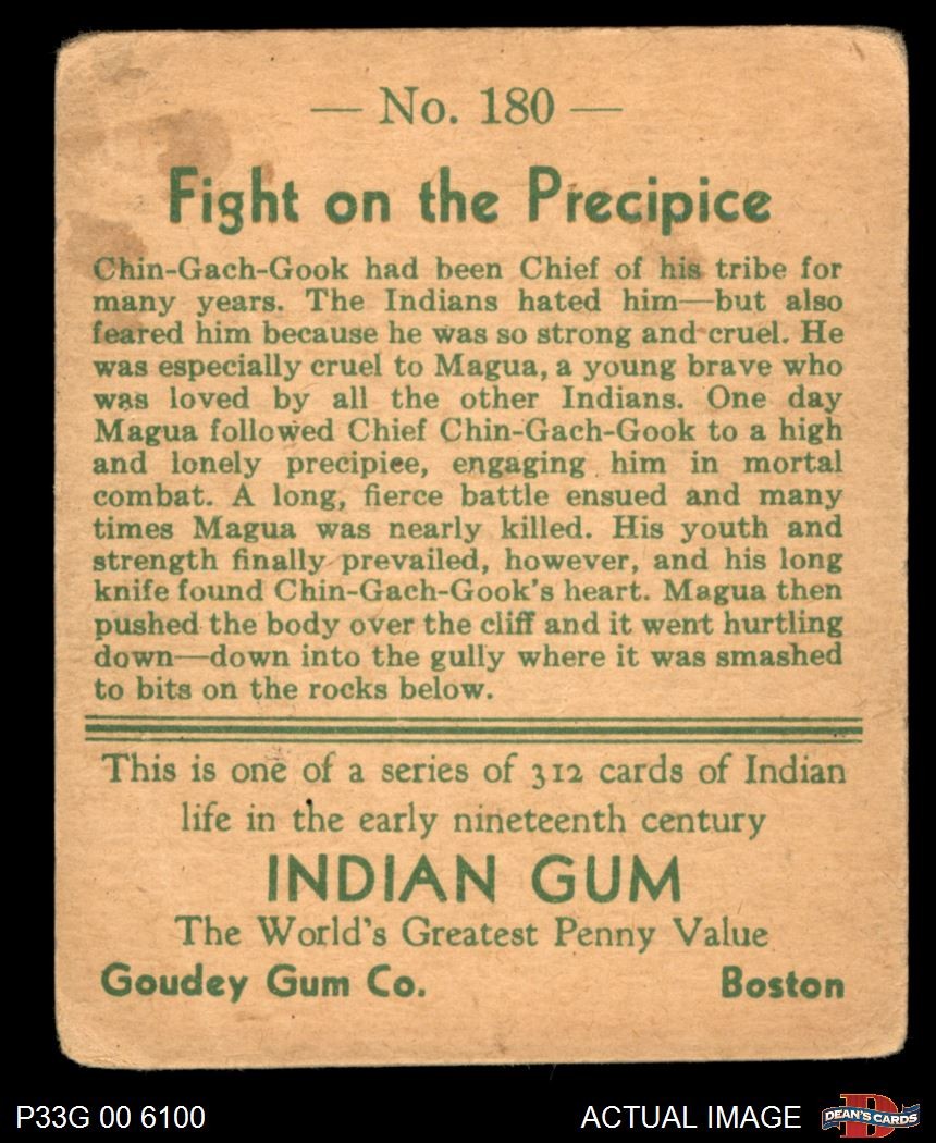 1933 Goudey Indian Gum #180 Fight on the Precipice 1 – POOR