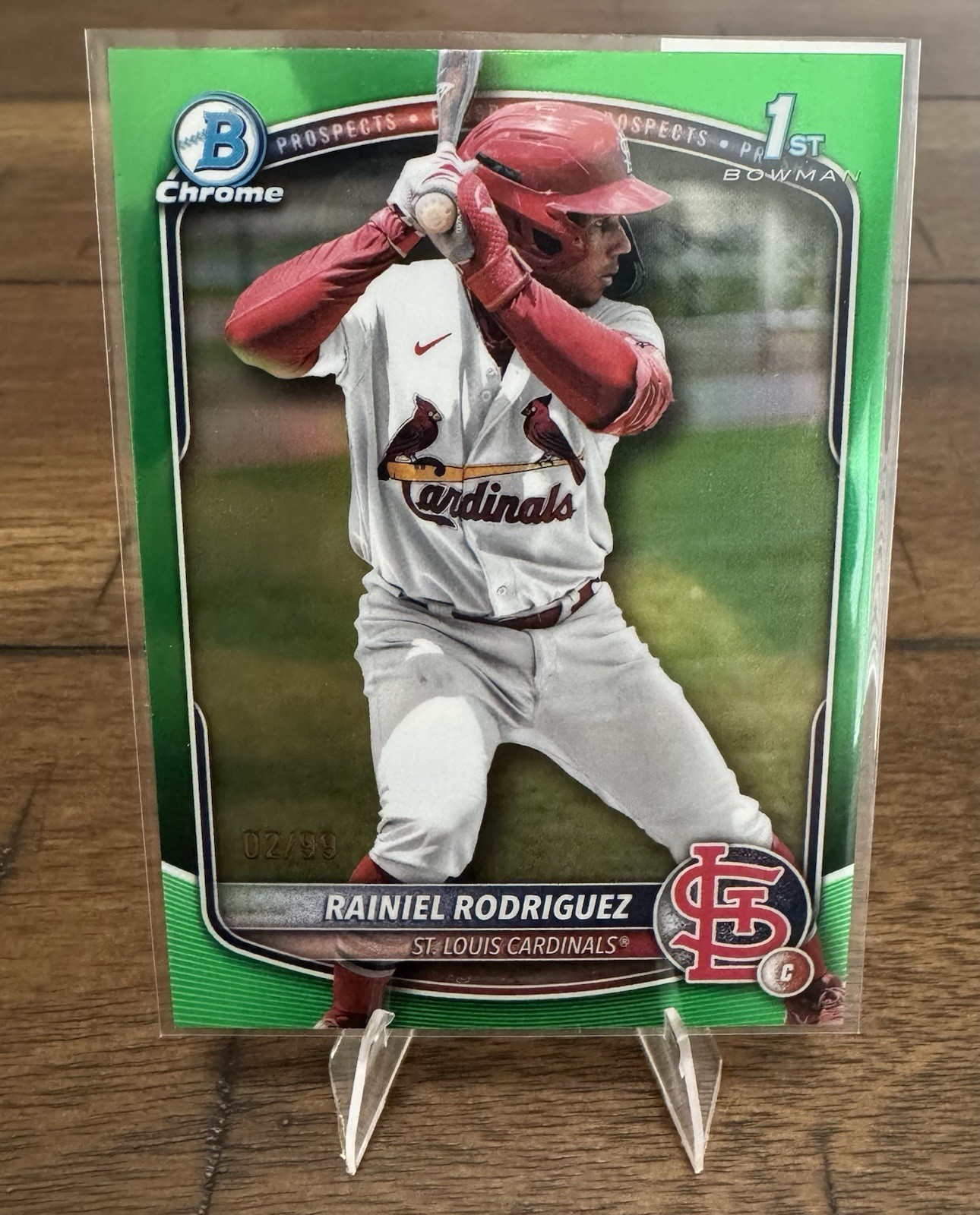 2025 Bowman Chrome – Rainiel Rodriguez #BCP-200 1st Bowman Chrome True Green /99