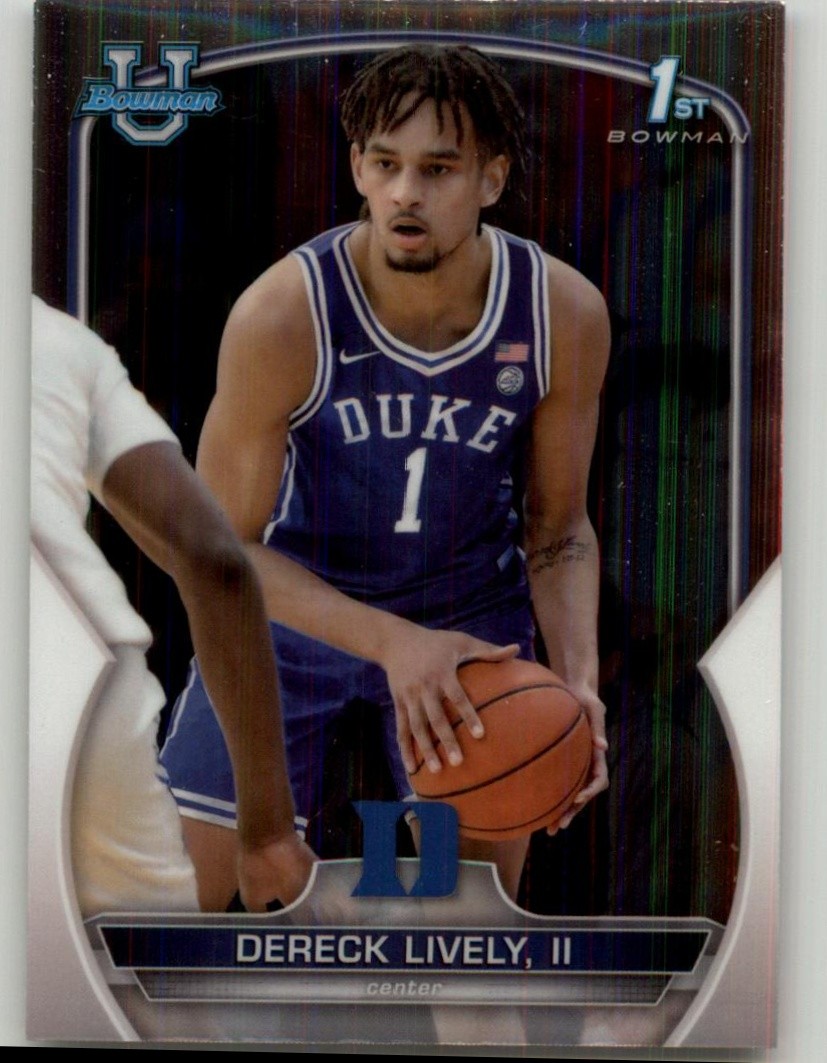 2022-23 Bowman University Chrome Dereck Lively II #100 Duke Blue Devils