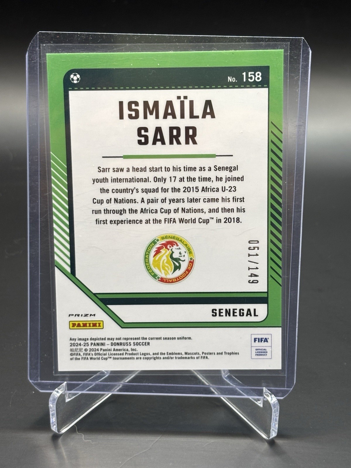 2024-25 Panini Donruss Fifa – Optic Ismaila Sarr #158 Blue Prizm /149