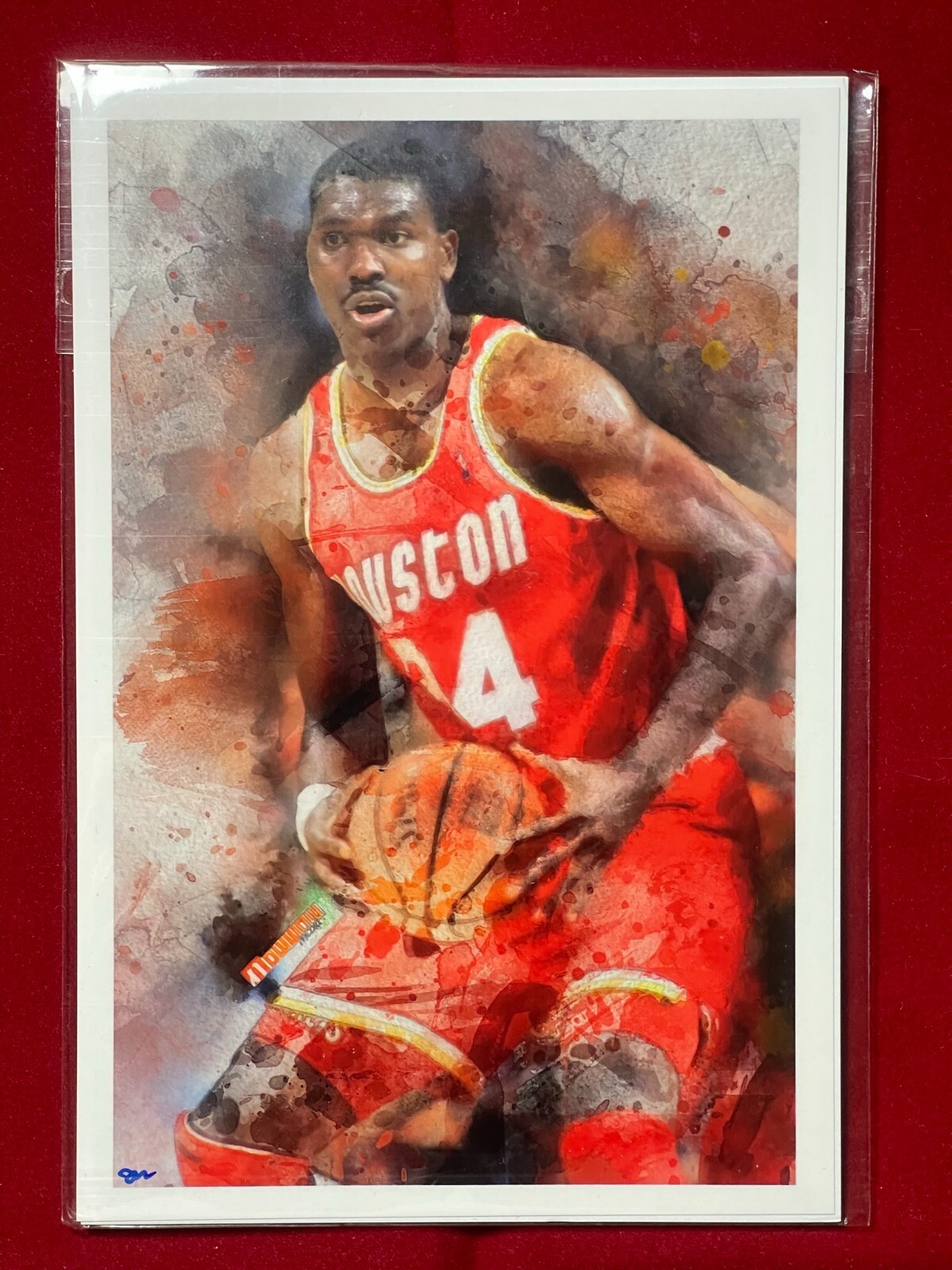 Hakeem Olajuwon Houston Rockets 4×6 Sketch Photo Print John Rudolph Signed V2