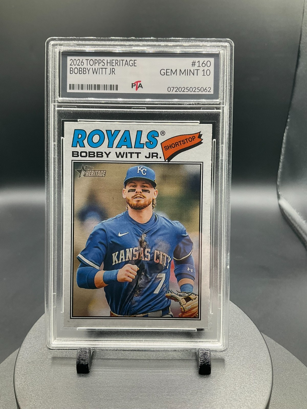 2026 Topps Heritage #160 Bobby Witt Jr., KC Royals GRADED GEM MINT PTA 10🔥