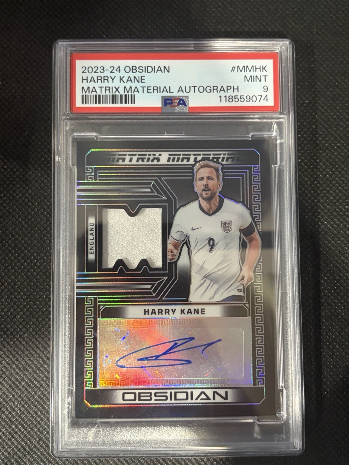 2023-24 Obsidian Harry Kane Matrix Material Jersey Auto #/30 England PSA 9