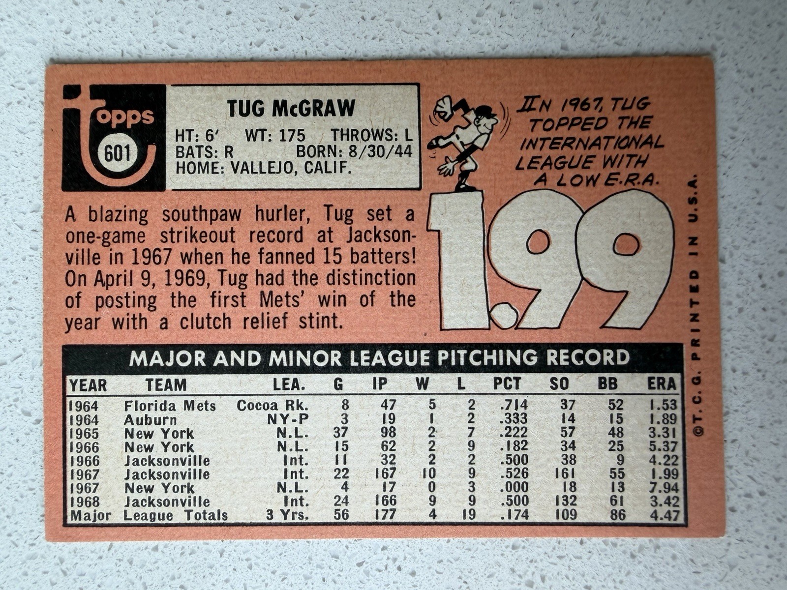 1969 Topps – High # Tug McGraw #601