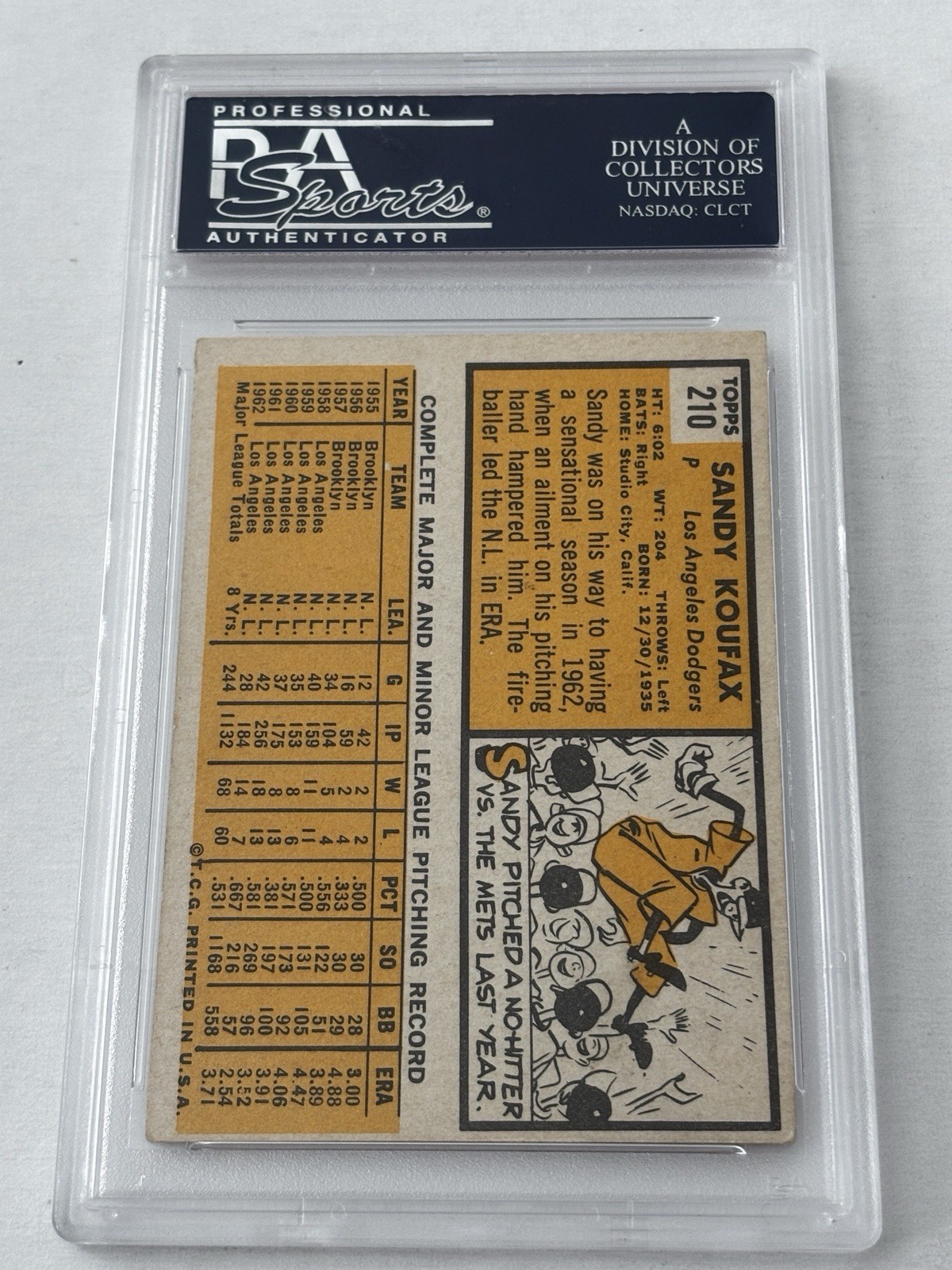 1963 Topps SANDY KOUFAX #210 PSA 5