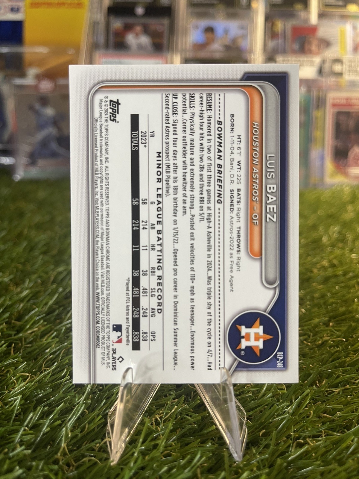 Luis Baez 2024 Bowman Chrome #BCP-66 Prospect SPECKLE REFRACTOR /299