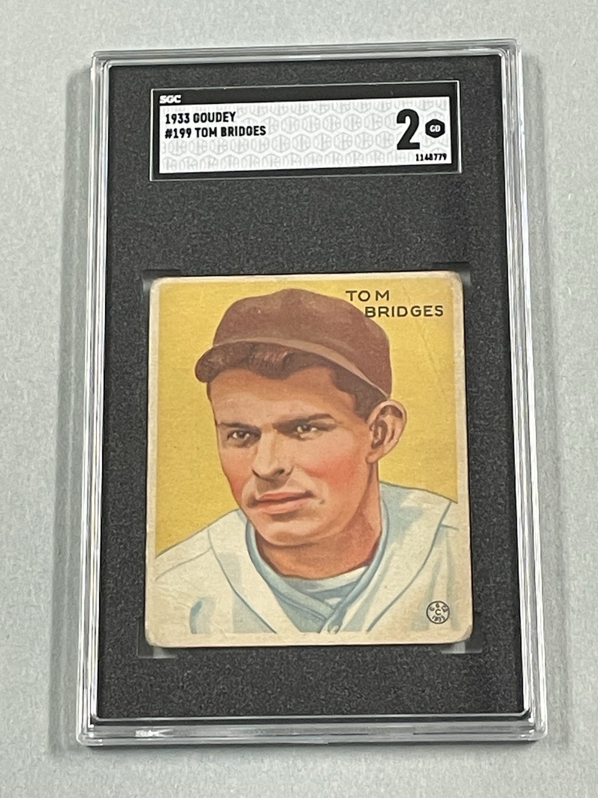 1933 Goudey Tom Bridges SGC 2 Detroit Tigers 3X 20 Game Winner 6X All-Star