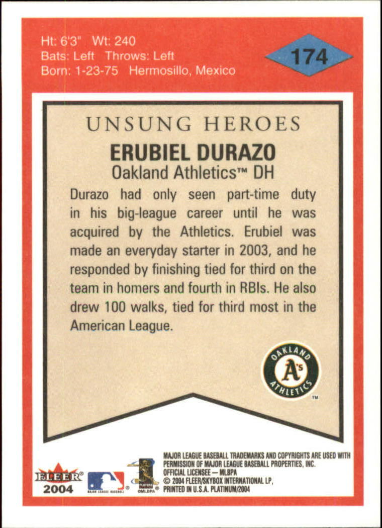 2004 Fleer Platinum #174 Erubiel Durazo UH – NM-MT