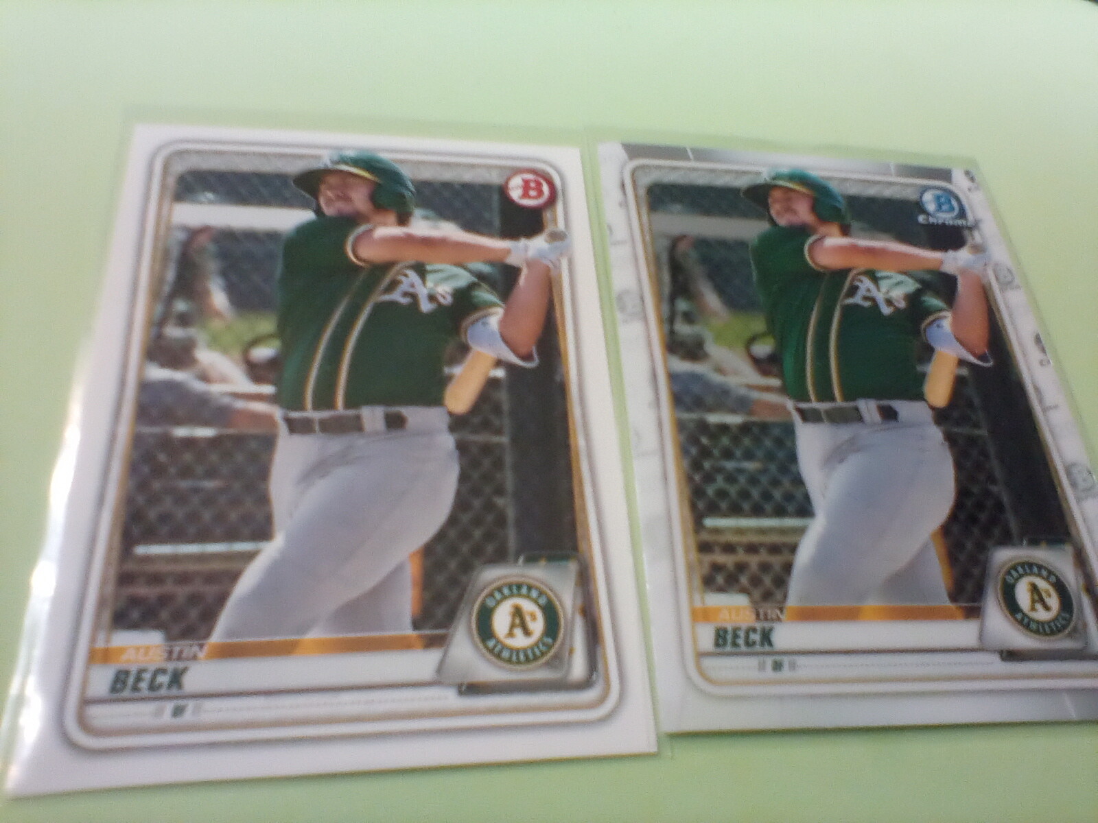2020 Bowman & Chrome bulk lot of 10 AUSTIN BECK Oakland Athletics