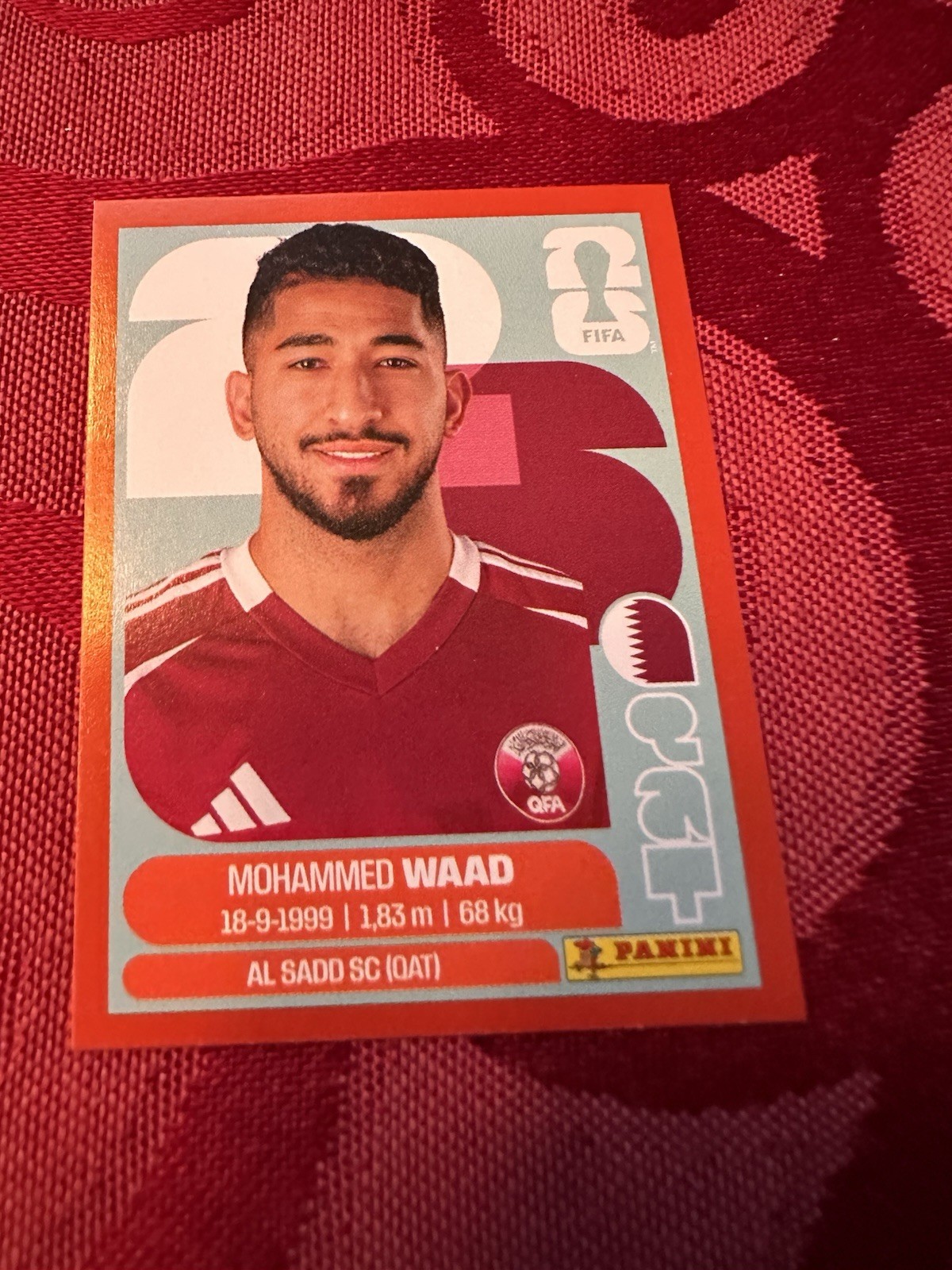 Mohammed Waad QAT 14 – RED PARALLEL – 2026 Panini FIFA World Cup Sticker