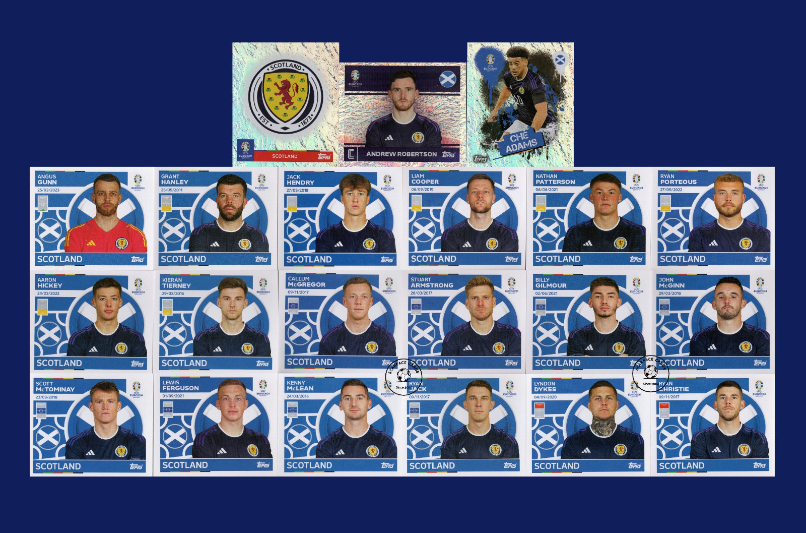 Scotland National Team Topps UEFA Euro 2024 Stickers