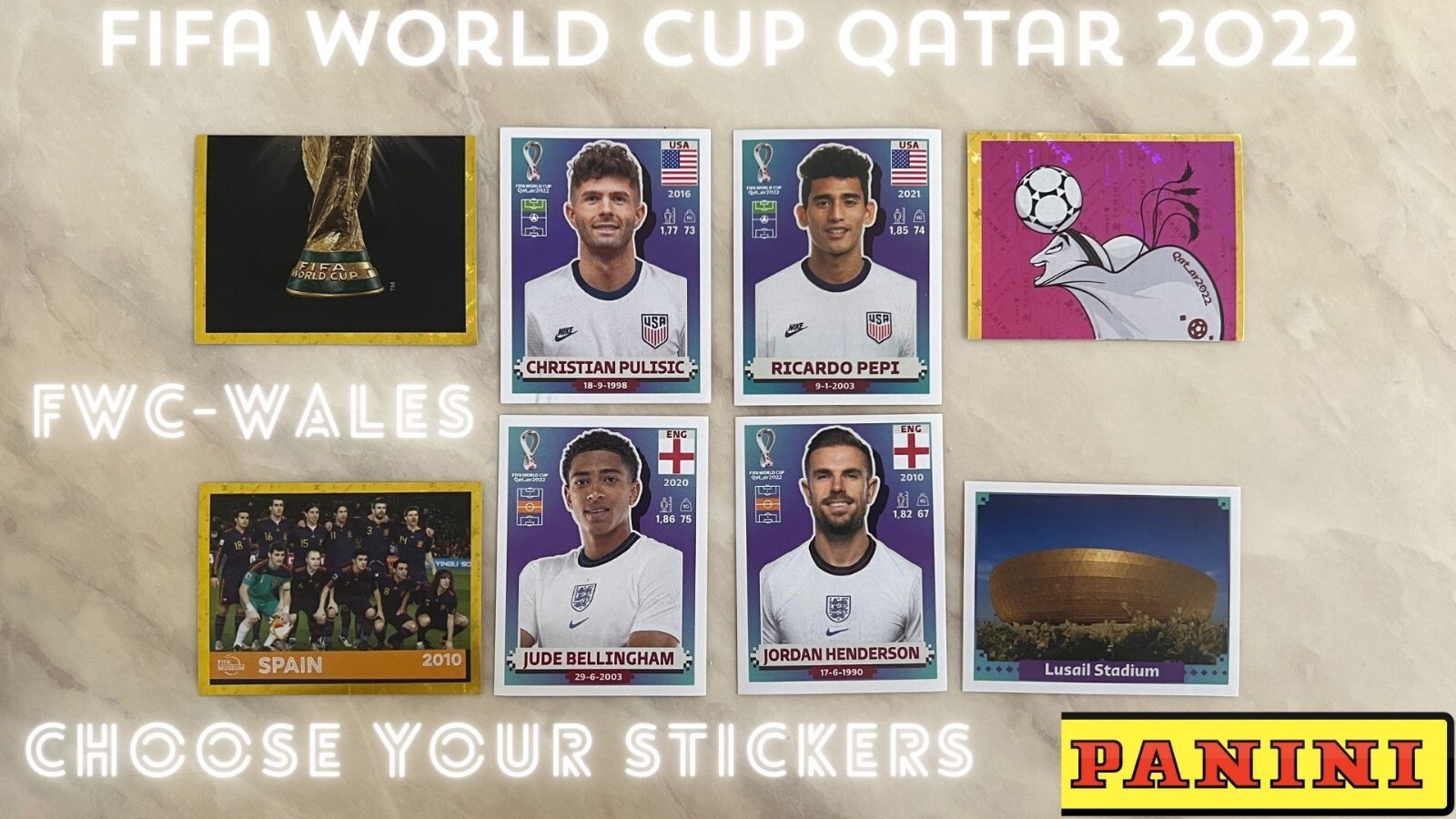 Panini FIFA World Cup Qatar 2022 Stickers #FWC1-WAL20 YOU PICK-COMPLETE YOUR SET