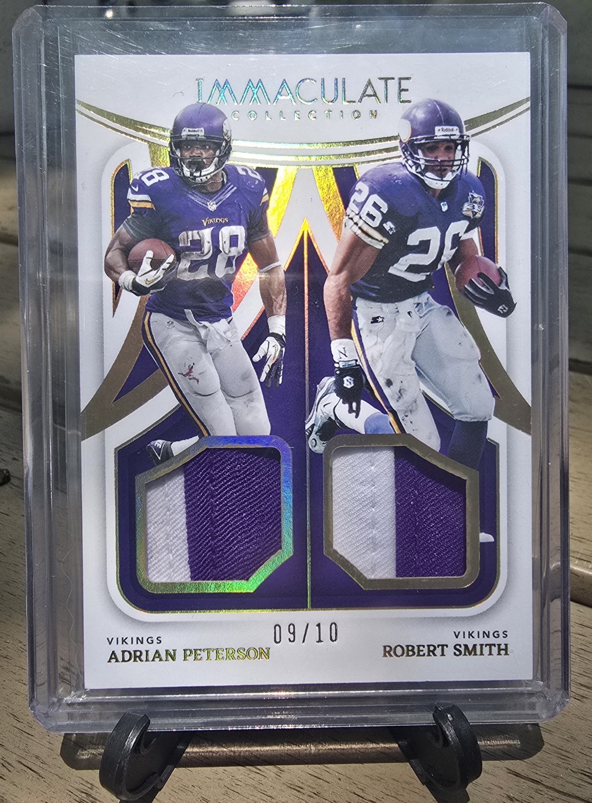 2022 Immaculate Adrian Peterson Robert Smith Dual Prime Patch Gold #/10 Vikings