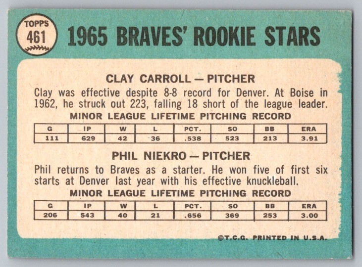 1965 Topps Set-Break #461 C.Carroll VG-VGEX *JAYSACE*