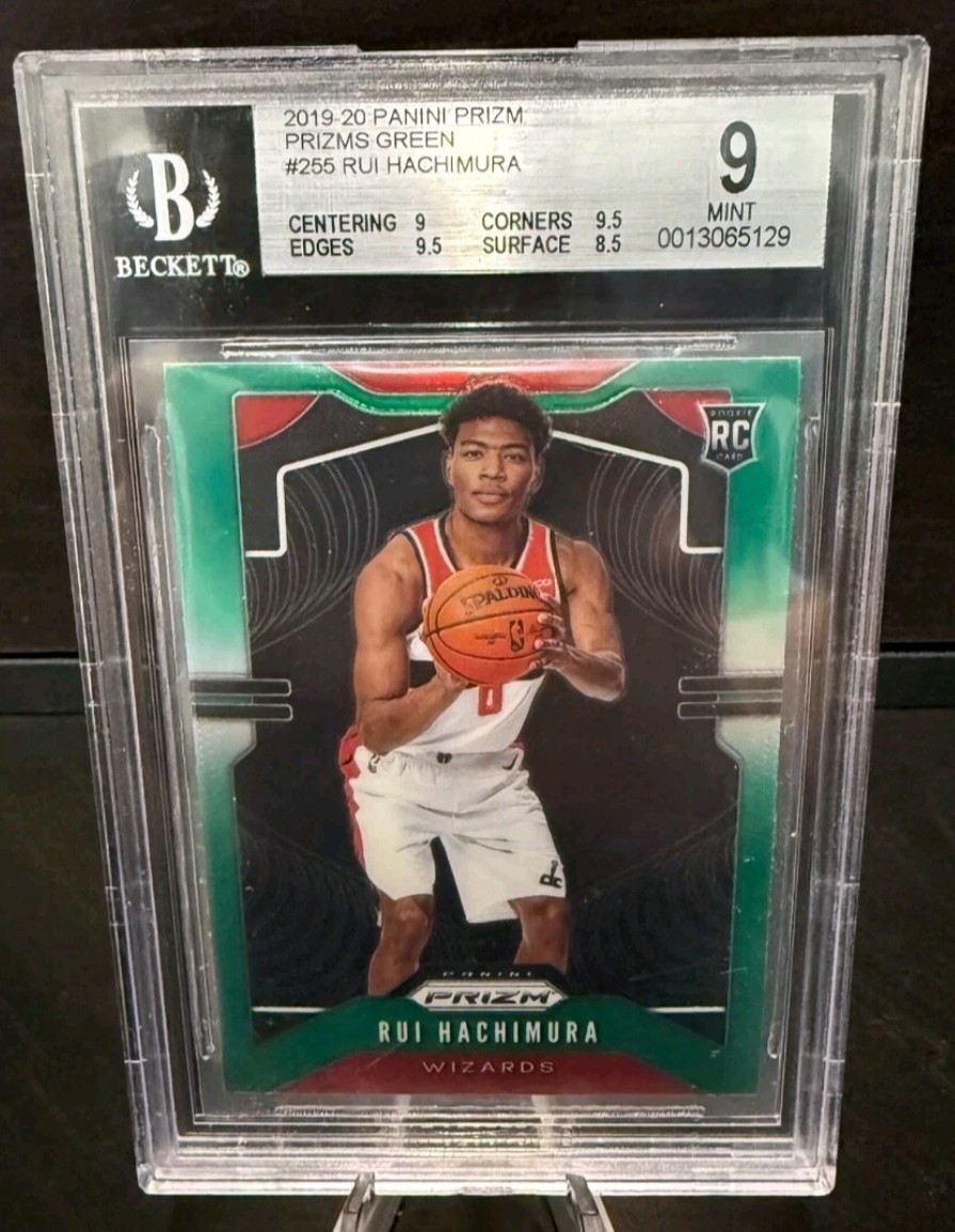 2019 Panini Prizm Rui Hachimura #255 Green Prizm RC Rookie Card Beckett Graded 9