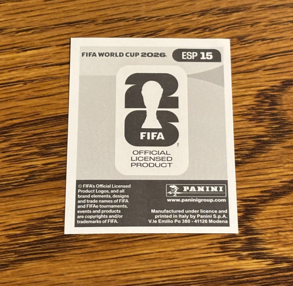 2026 Panini Fifa World Cup Lamine Yamal Spain ESP15 ESP 15 Sticker