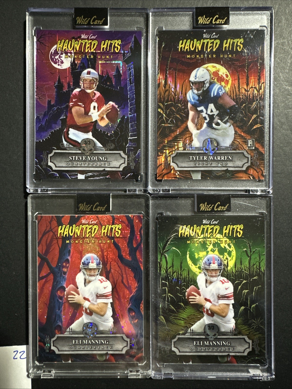 Steve Young, Tyler Warren, Eli Manning 4Count Collection -See Pictures